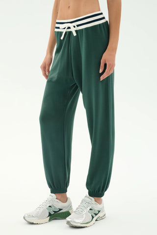 Splits59 Andie Oversized Fleece Sweatpants W/ Stripe - Military