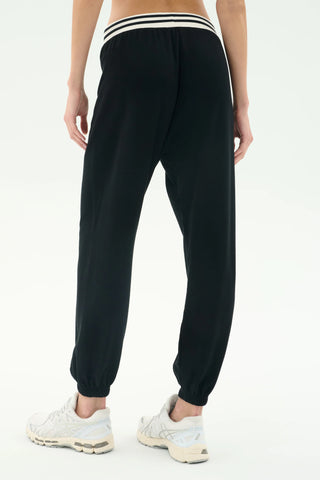 Splits59 Andie Oversized Fleece Sweatpants W/ Stripe - Black