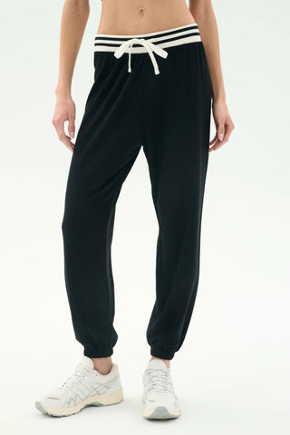 Splits59 Andie Oversized Fleece Sweatpants W/ Stripe - Black