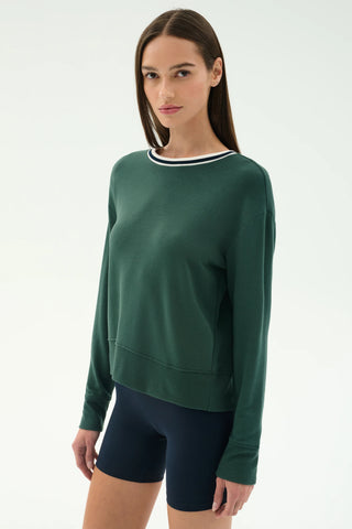 Splits59 Sonja Fleece Sweatshirt W/Stripe - Military