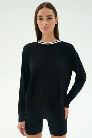 Splits59 Sonja Fleece Sweatshirt W/Stripe - Black