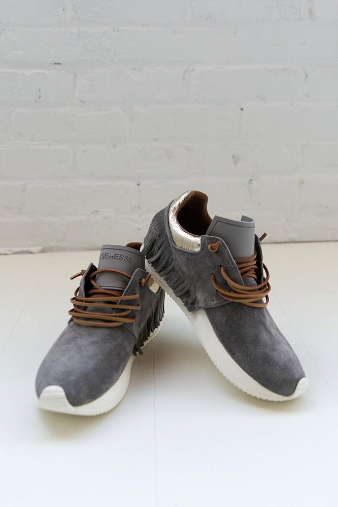 Esseutesse Suede Fringe Sneaker in Grey