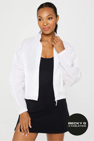 Fabletics Tempo Lightweight Windbreaker - Classic White