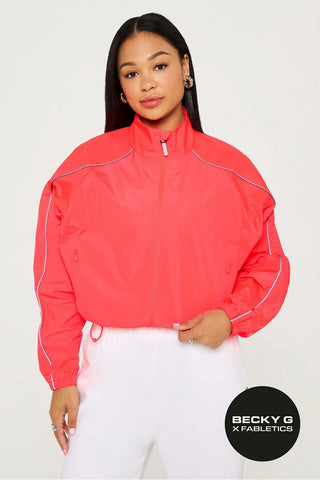 Fabletics Tempo Lightweight Windbreaker - Neon Coral