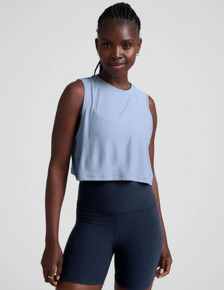 Beyond Yoga Featherweight Minimal Cropped Tank - Blue Zen Heather