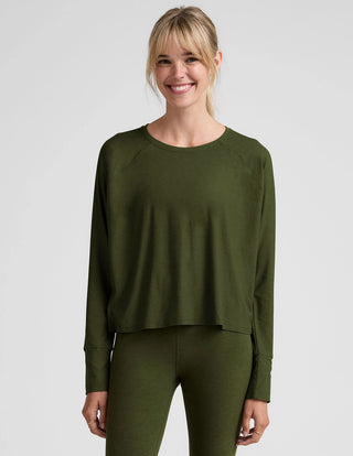 Beyond Yoga Featherweight Daydreamer Pullover - Army Green Heather