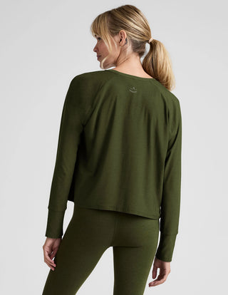 Beyond Yoga Featherweight Daydreamer Pullover - Army Green Heather