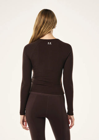 P.E. Nation Prive Rib Long Sleeve Top - Espresso