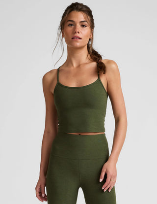 Beyond Yoga Spacedye Slim Racerback Cropped Tank - Army Green Heather