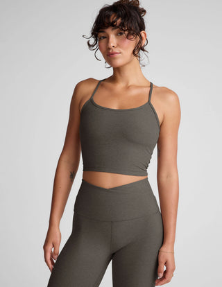 Beyond Yoga Spacedye Slim Racerback Cropped Tank - True Gray Heather