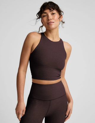 Beyond Yoga Spacedye Refocus Cropped Tank - Dark Chocolate Heather