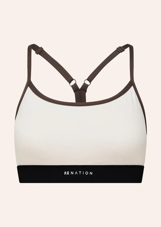 P.E. Nation Signature Sports Bra - Whisper White/Walnut