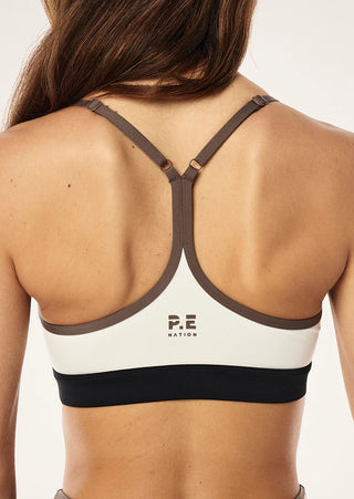P.E. Nation Signature Sports Bra - Whisper White/Walnut