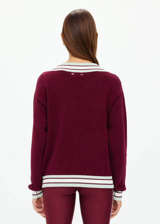 The Upside Josette V Neck Knit Sweater - Merlot