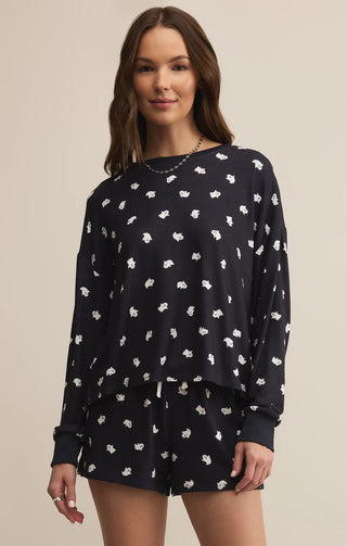 Z Supply Regan Ghost Long Sleeve Top - Black Sand