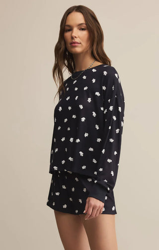 Z Supply Regan Ghost Long Sleeve Top - Black Sand