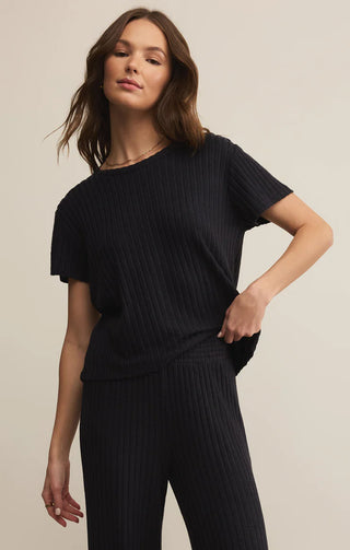 Z Supply Kara Rib Tee - Black Sand