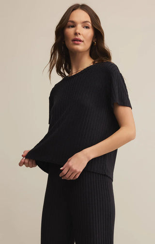 Z Supply Kara Rib Tee - Black Sand