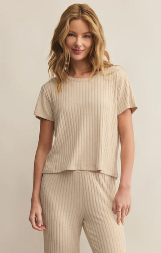 Z Supply Kara Rib Tee - Light Oatmeal Heather