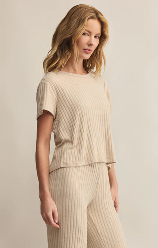 Z Supply Kara Rib Tee - Light Oatmeal Heather