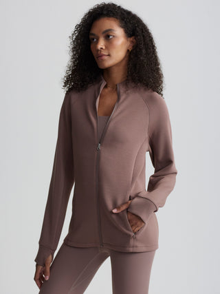 Varley Hayden Zip Through Midlayer - Deep Taupe