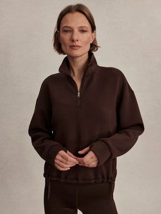 Varley Sian Cropped Half Zip Midlayer - Coffee Bean