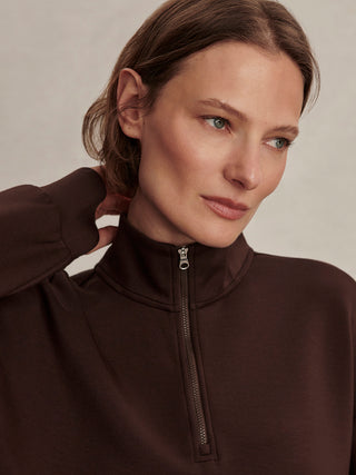 Varley Sian Cropped Half Zip Midlayer - Coffee Bean