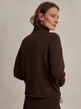 Varley Sian Cropped Half Zip Midlayer - Coffee Bean