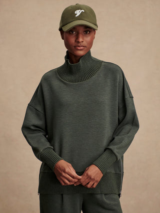 Varley Barker High Neck Sweat - Olive Marl