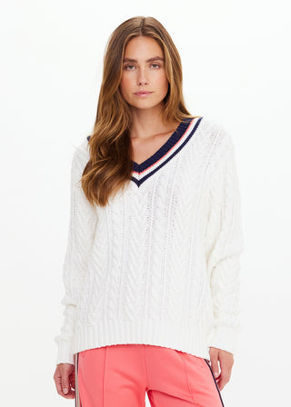 The Upside Espada Louie V Neck Sweater - Creme