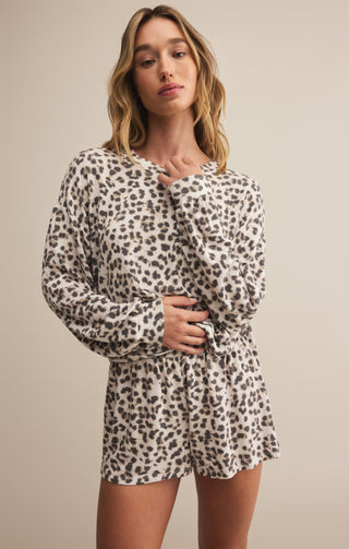 Z Supply Luxe Leopard LS Top - Champagne