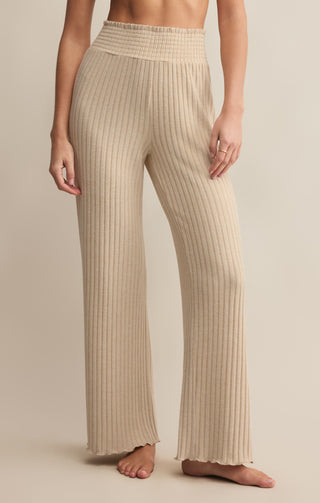 Z Supply Dawn Smocked Pant - Light Oatmeal Heather
