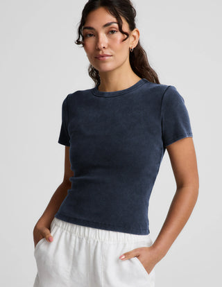 Beyond Yoga On Repeat Rib Baby Tee - Washed Nocturnal Navy