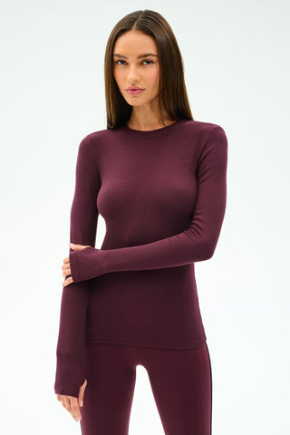 Splits59 Louise Rib Long Sleeve - Dark Cherry