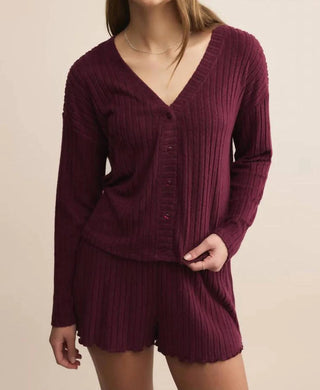 Z Supply Mara Rib Cardigan - Merlot