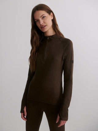 Varley Always Warm Half Zip Baselayer - Deep Chocolate Marl