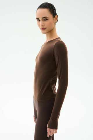 Splits59 Airweight Lite LS Waist Length Top - Dark Chocolate