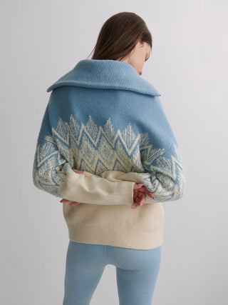 Varley Hedda Fairisle Half Zip - Ashley Blue