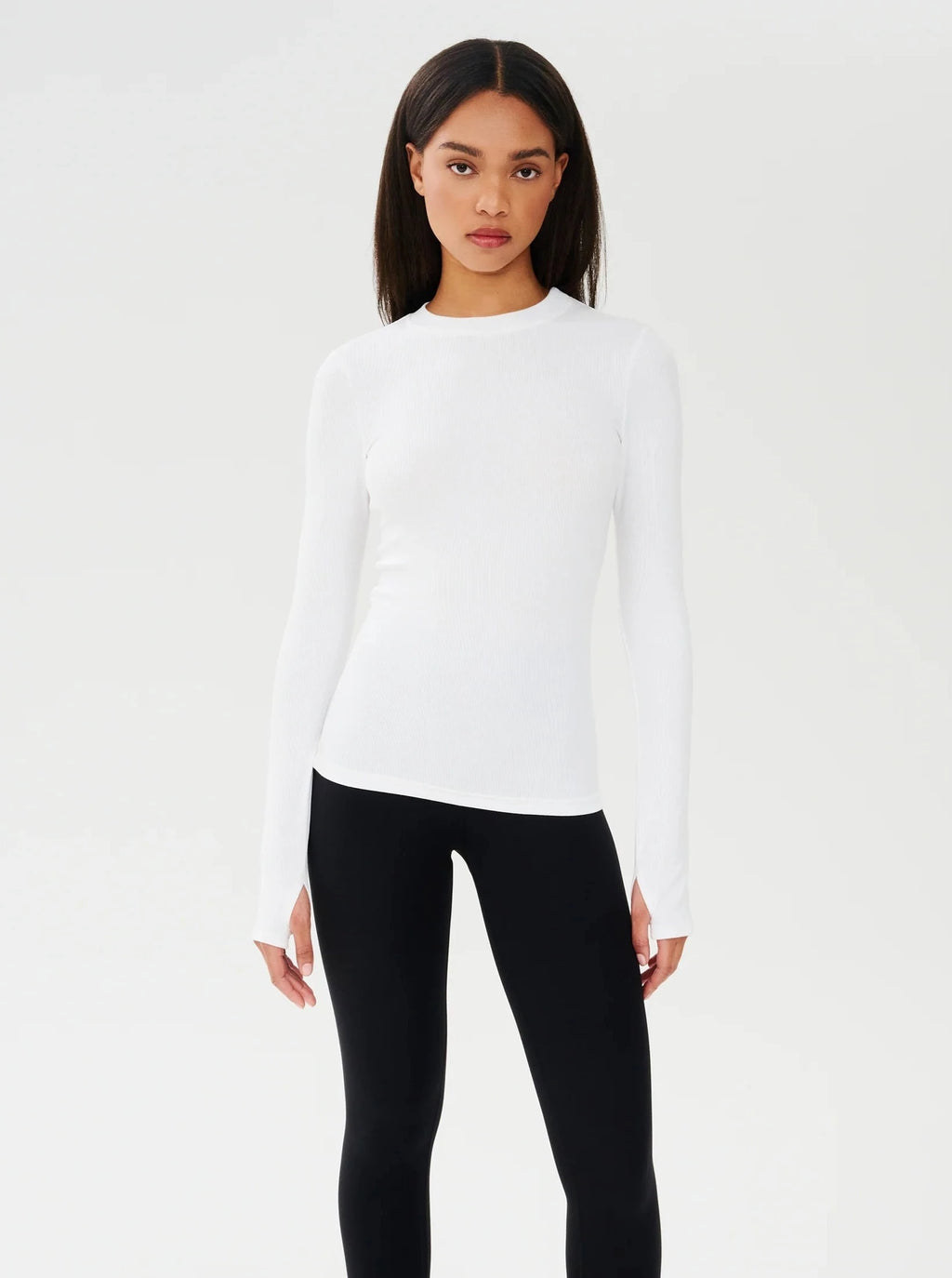 Splits59 Louise Rib Long Sleeve - White – SculptHouse