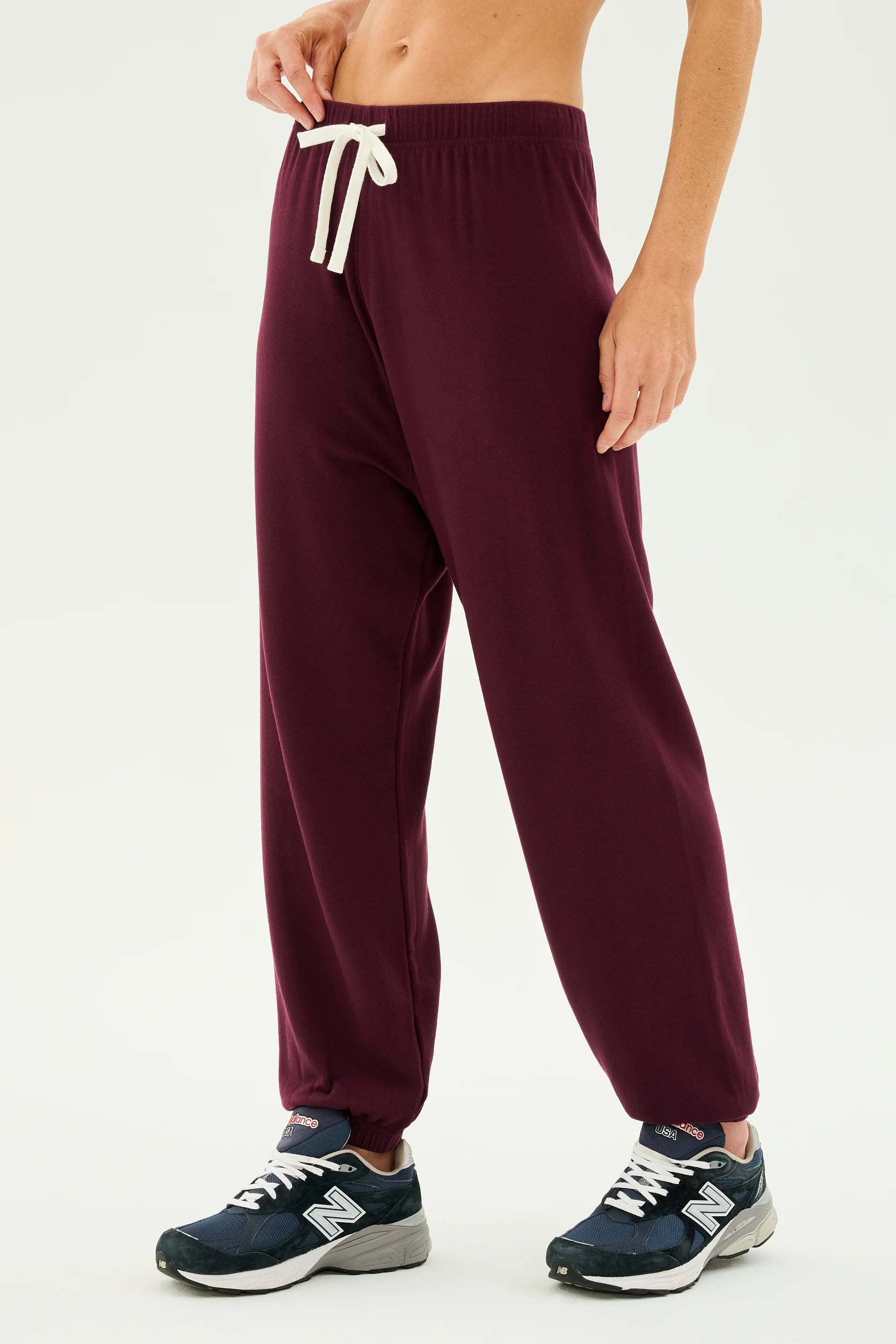 Splits59 Andie Oversized Fleece Sweatpants Dark Cherry SculptHouse
