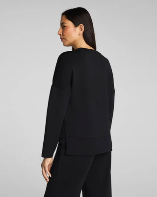 Spanx Airessentials Crewneck Long Sleeve Top - Very Black