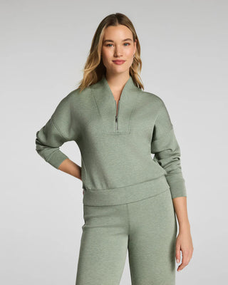 Spanx AirEssentials Shawl Collar Half Zip - Sage Brush Heather