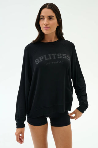 Splits59 Andie Oversized Fleece Varsity Graphic Sweatshirt - Black