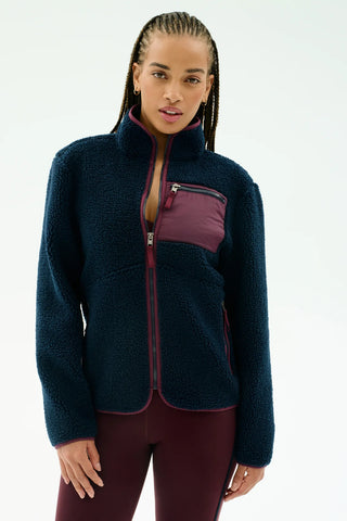 Splits59 Harris Sherpa Jacket - Indigo/Dark Cherry