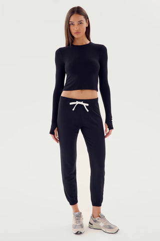 Splits59 Louise Rib Long Sleeve Crop - Black