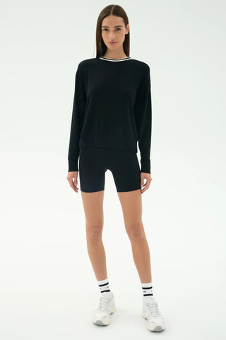 Splits59 Sonja Fleece Sweatshirt W/Stripe - Black
