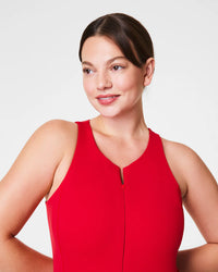 Spanx Get Moving Zip Front Racerback Dress - Spanx Red