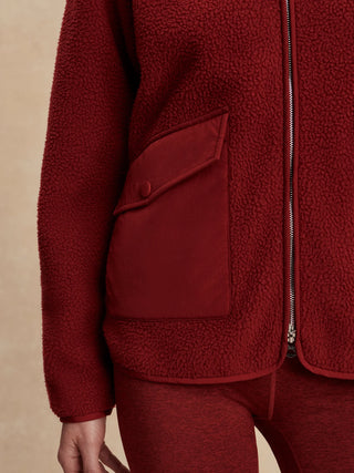 Varley Marina Collarless Fleece - Red Dahlia