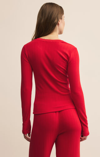 Z Supply Holly Pointelle LS Top - Festive Red
