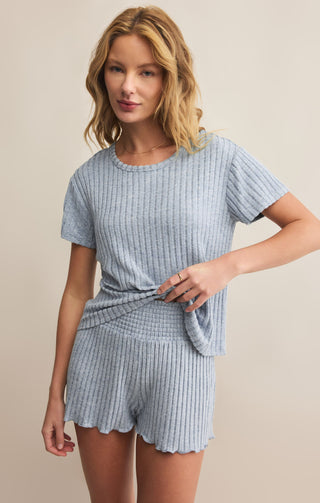 Z Supply Kara Rib Tee - Light Denim
